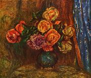 Pierre-Auguste Renoir Stilleben, Rosen vor Blauem Vorhang Sweden oil painting artist